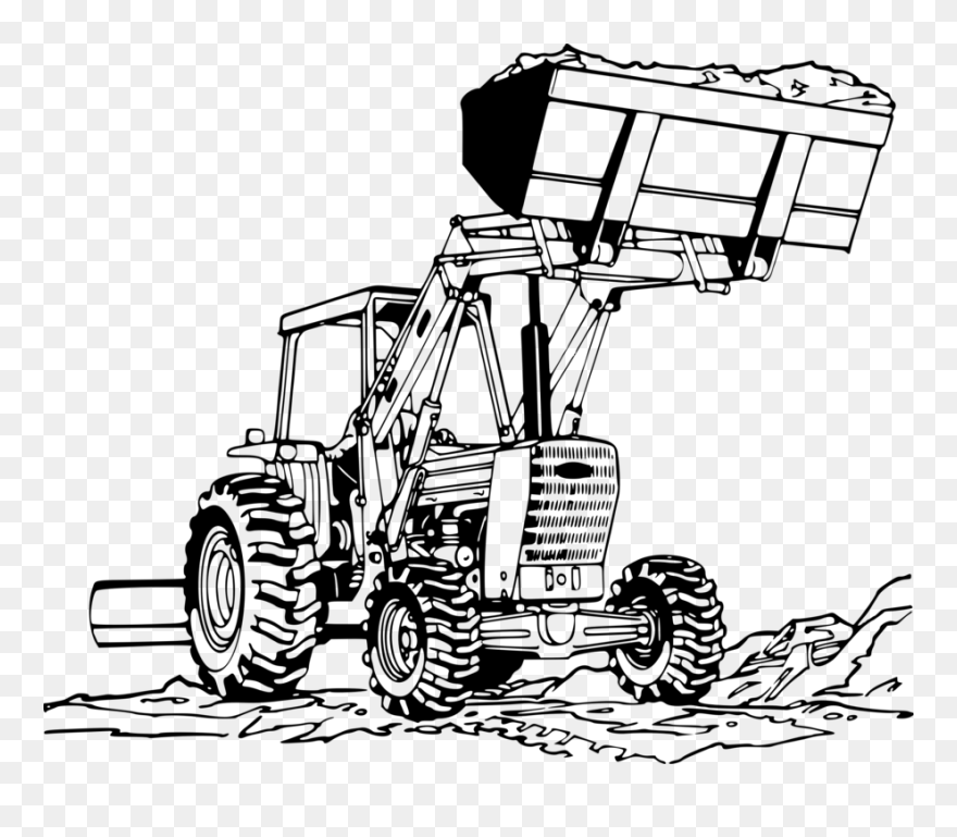 Line Art,car,artwork - John Deere Tractor Clipart Black And White - Png Download