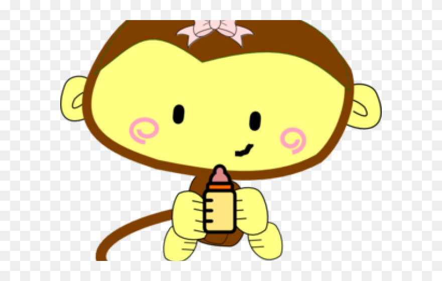 Baby Monkey Clipart - Cute Monkey Cartoon Black And White - Png Download