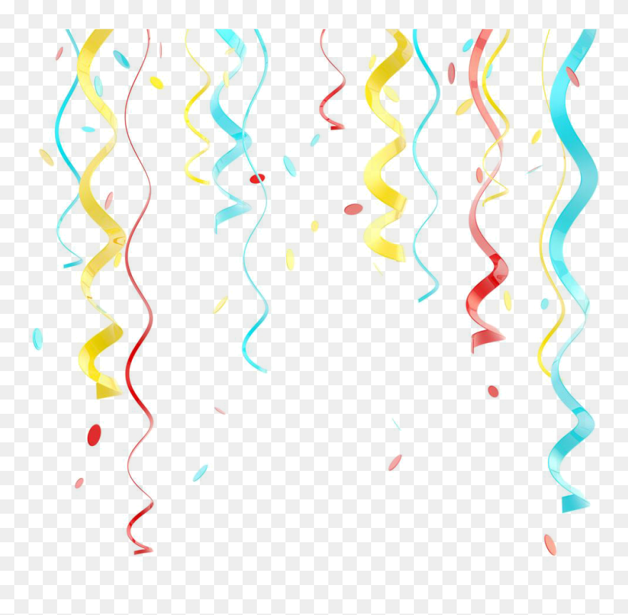 Birthday Streamers Png - Orange And Green Confetti Clipart