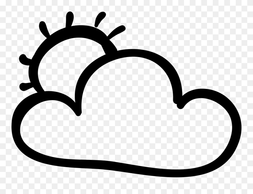 Cloud And Sun Hand - Clouds And Sun Outline Png Clipart