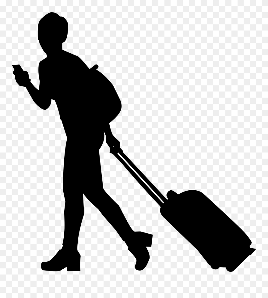 Departure - Child With Suitcase Silhouette Clipart