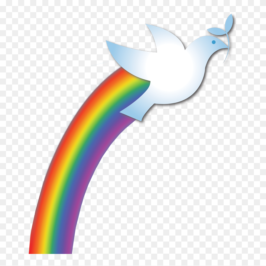 Dove Clipart Rainbow - Rainbow And Dove Clip Art Free - Png Download