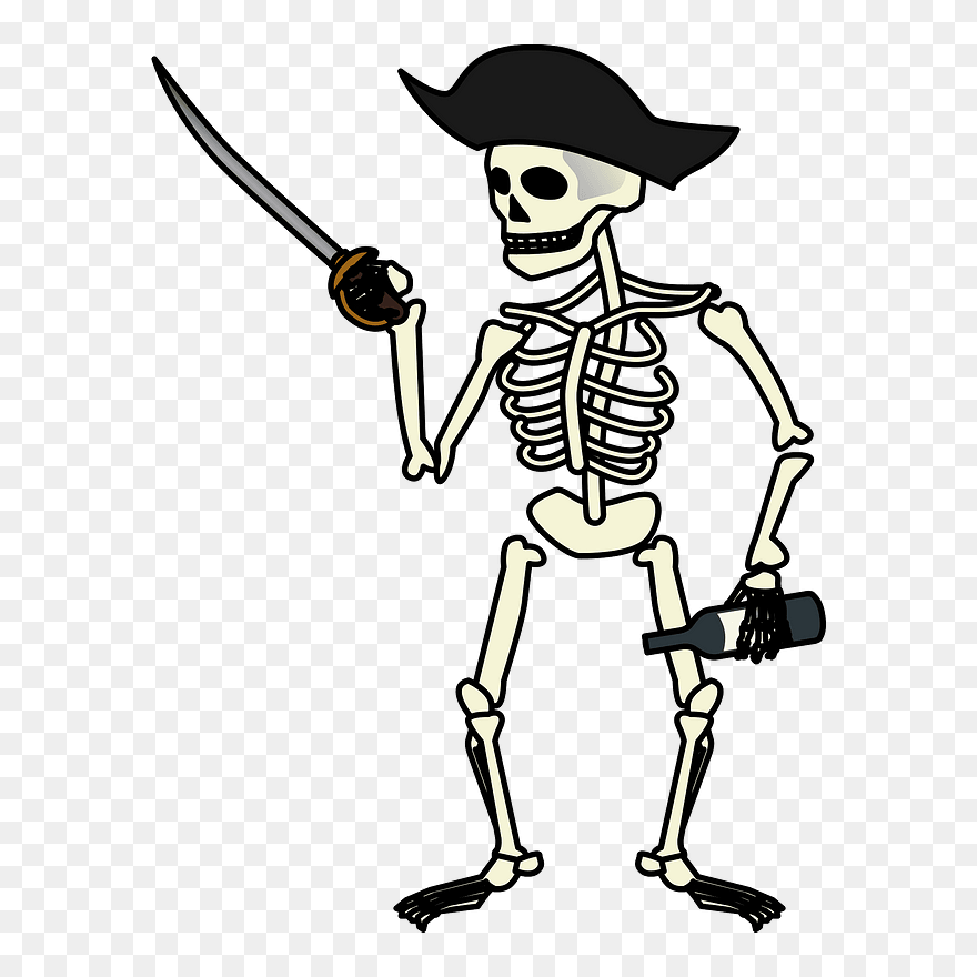 Skeleton Pirate Clipart - Cartoon - Png Download