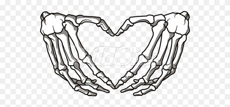 Drawing Of A Skeleton Hand - Skeleton Hands Making A Heart Clipart