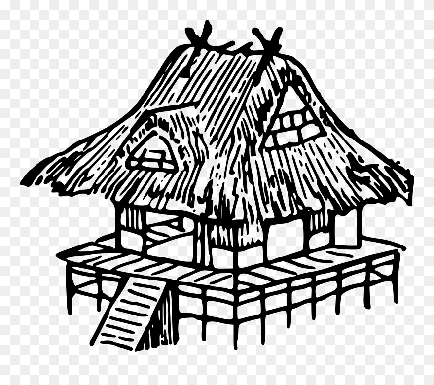 Drawing Gardens Garden Japanese Frames Illustrations - Easy Drawing Of Hut Clipart