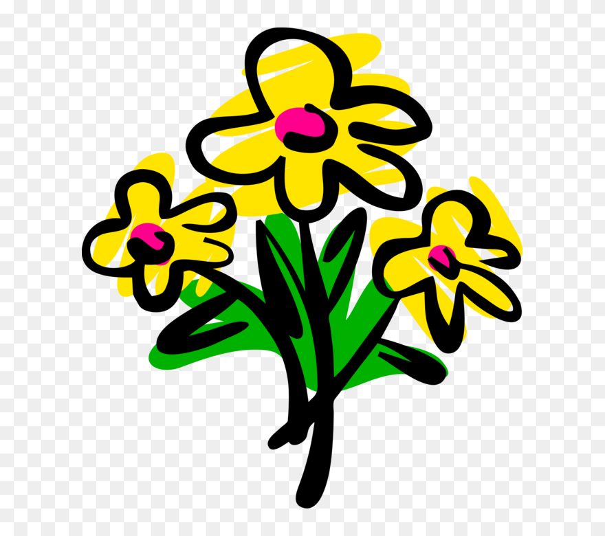 Vector Illustration Of Spring Yellow Garden Flowers - Particle Swarm Optimization Bee Clipart