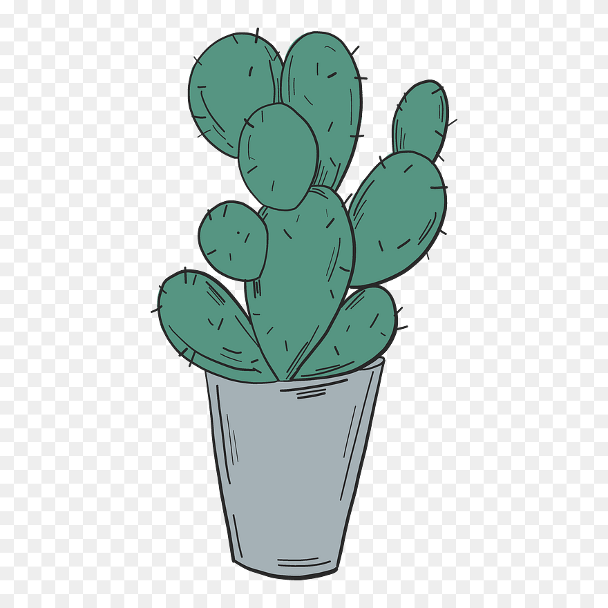Cactus In A Pot Clipart - Eastern Prickly Pear - Png Download