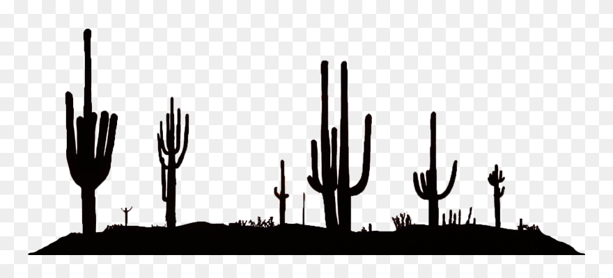 Desert Clipart Silhouette - Desert Silhouette Black And White - Png Download