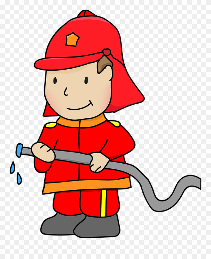 Cartoon Firefighter - Firefighter Drawing For Kids Clipart