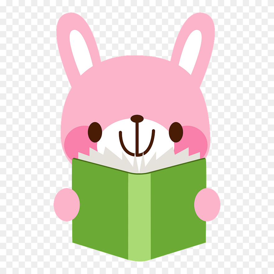 Rabbit Reading Book Clipart - Cartoon - Png Download