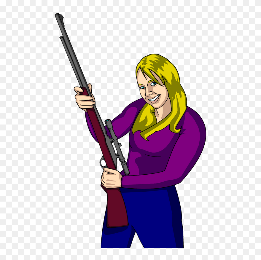 Cuntry Girl With A Rifle Clipart - Caricature Of Woman With Gun - Png Download