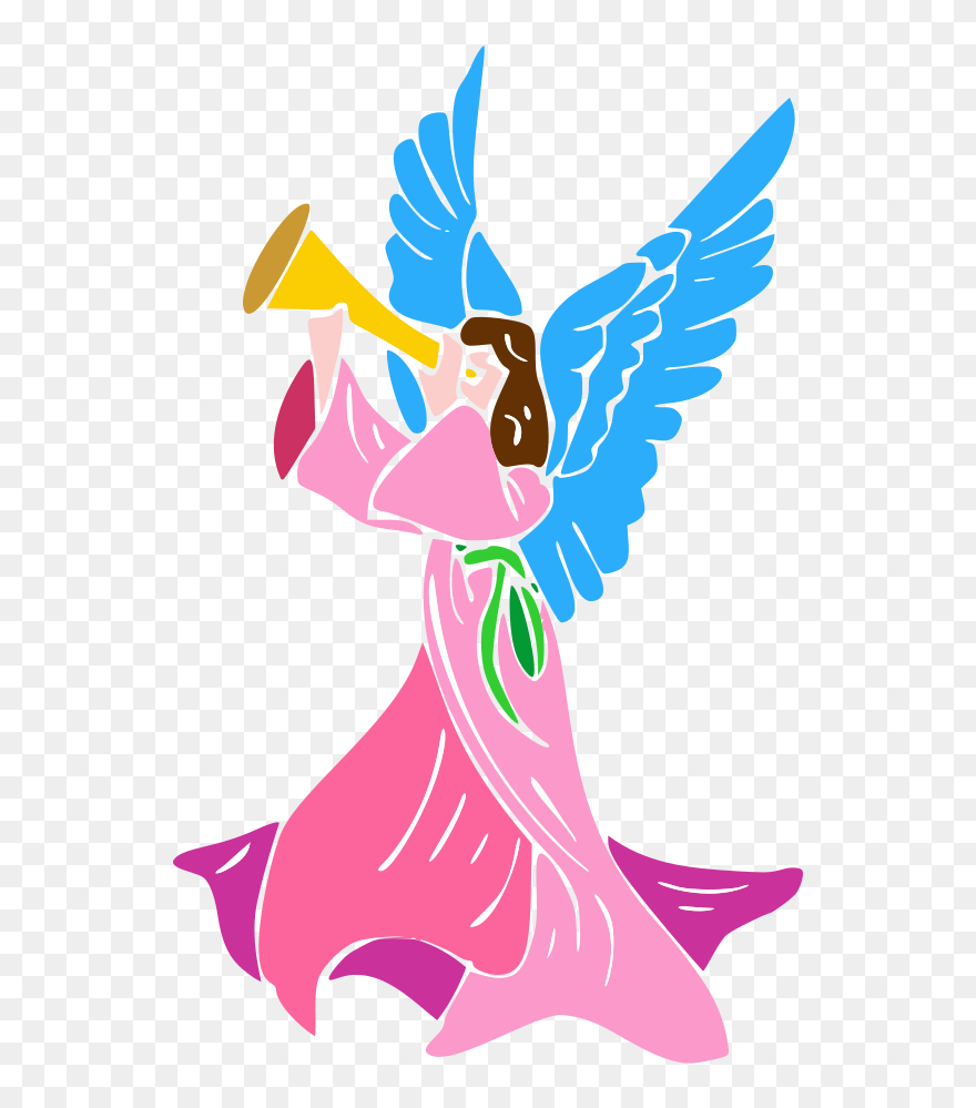 Onlinelabels Clip Art Blowing - Angel With Trumpet Clip Art - Png Download