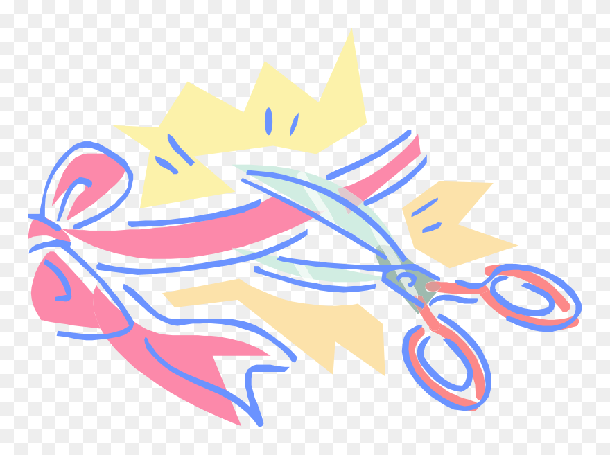Scissors And Ribbon - Opening Ceremony Cartoon Clipart