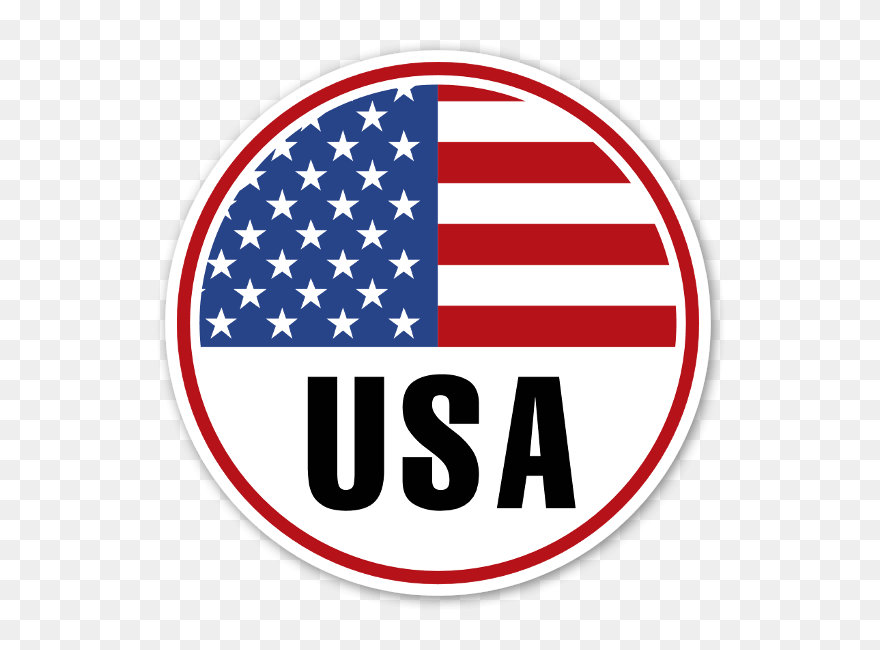 Usa Round Flag Sticker - Round American Flag Png Clipart