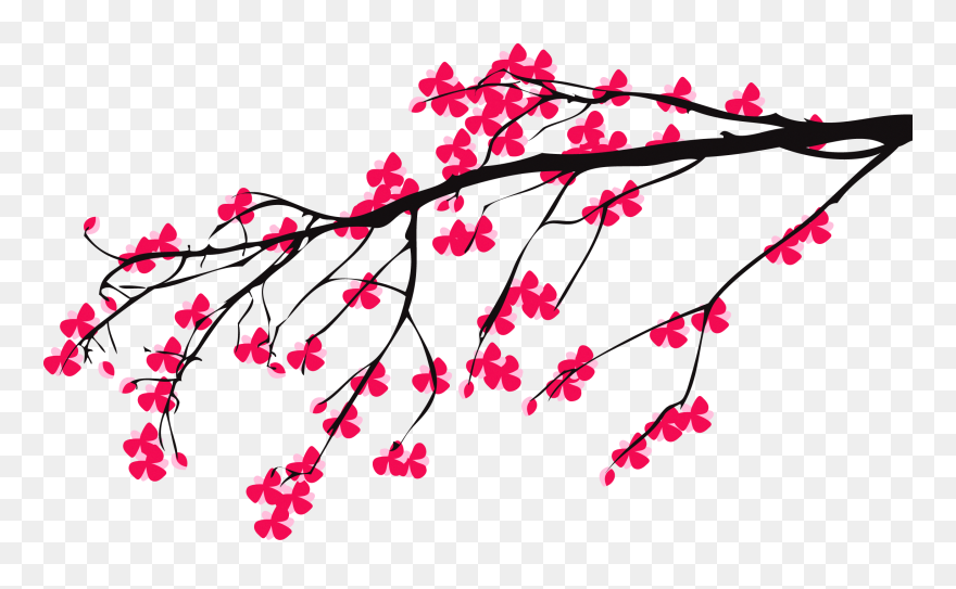 Transparent Cherry Blossom Branch Clipart - Cherry Blossom Tree Branch Png