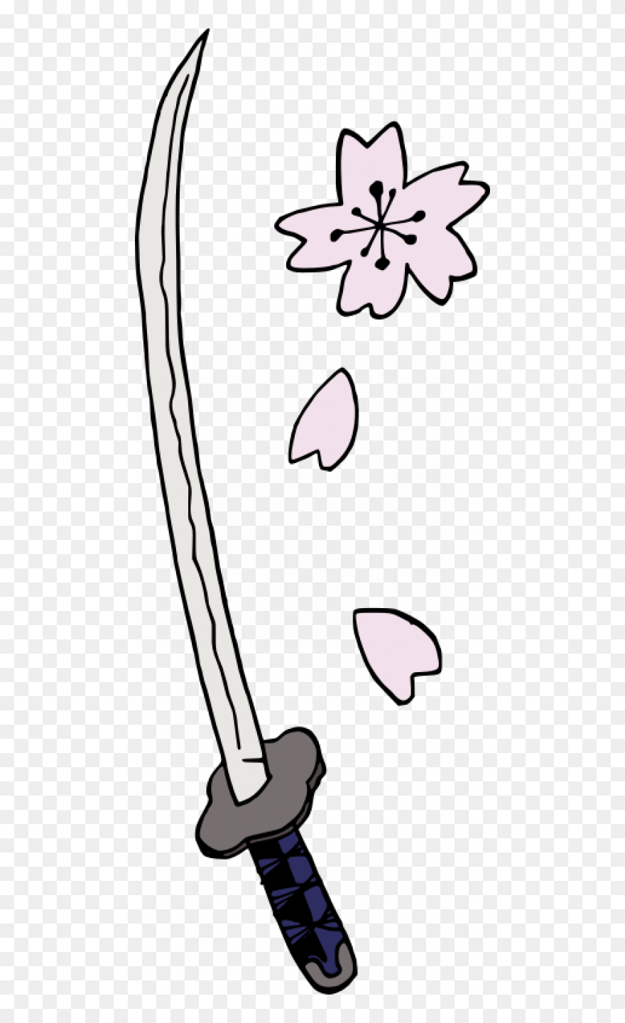 Samurai Sword And Cherry Blossoms - Sakura Cutie Mark Clipart