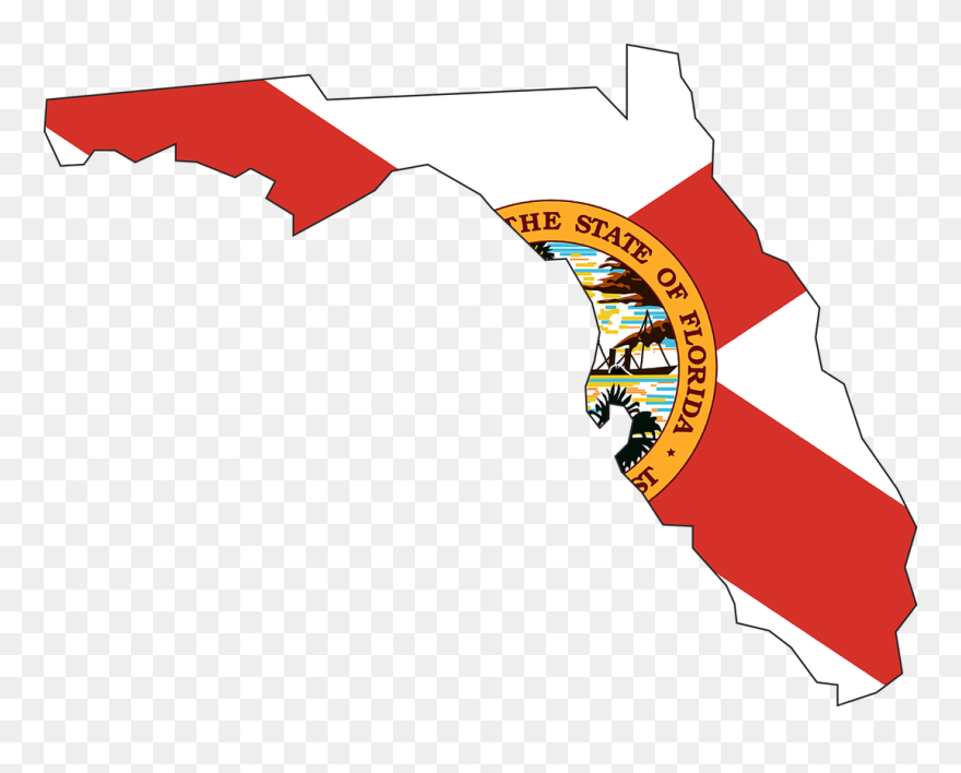 Picture - Florida Map With Flag Clipart