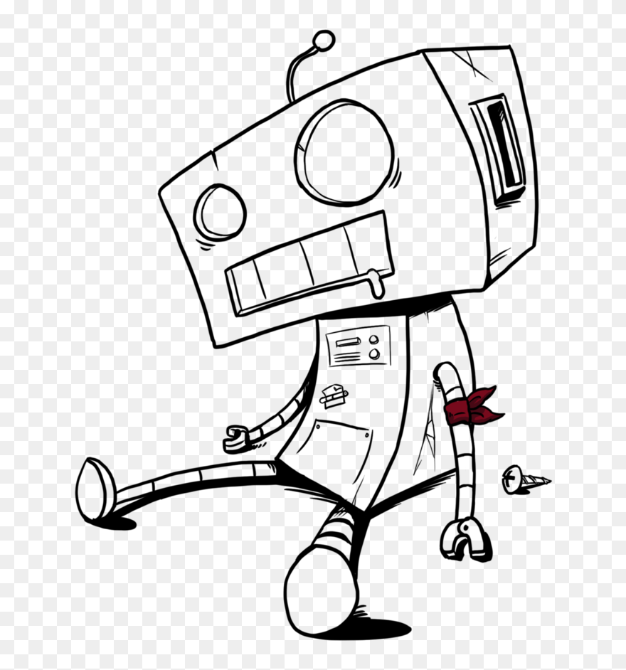 Robot Clipart Line Drawing - Robot Line Drawing - Png Download