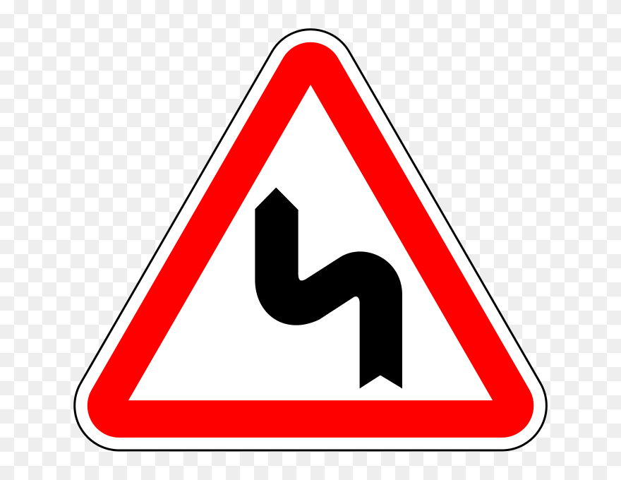 Singapore Signs Sign Warning Traffic In Road Clipart - Double Curve Sign - Png Download