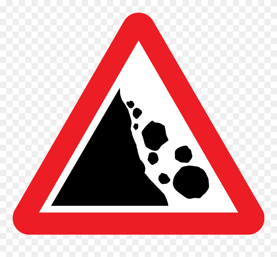 Clipart Uk Road Signs - Falling Rocks Warning Sign - Png Download