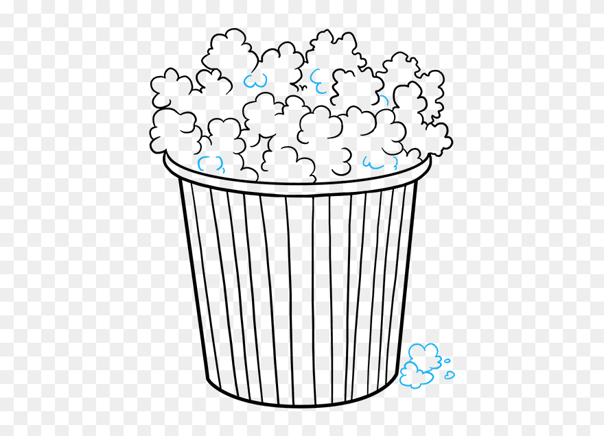 How To Draw Popcorn - Easy Vertical Line Drawing Clipart