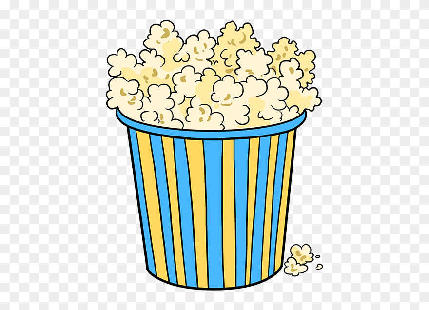How To Draw Popcorn - Popcorn Drawing Png Clipart