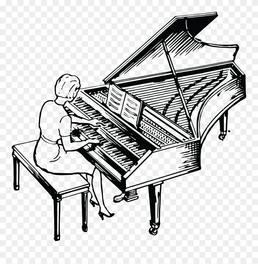 Free Clipart Of A Woman Playing A Piano- - Pianist Clipart Black And White - Png Download