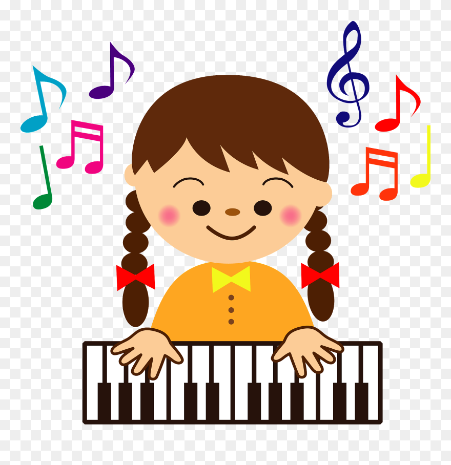 Child Girl Play Piano Clipart - St Patrick Day Music Activities - Png Download