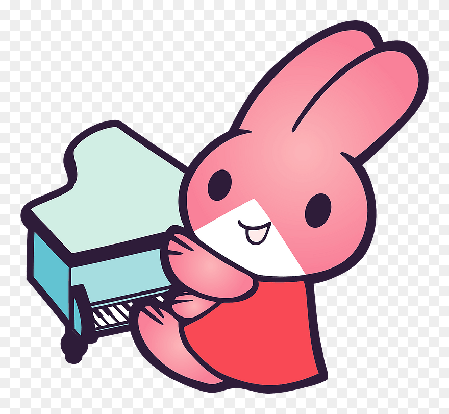 Rabbit Playing Piano Clipart - イラスト - Png Download