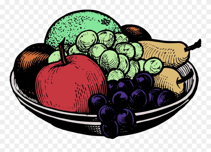 Plant,food,fruit - Black And White Fruit Bowl Clipart - Png Download