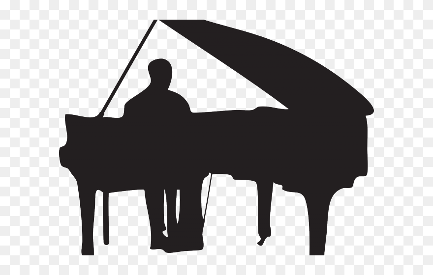 Transparent Piano Clipart Black And White - Man Playing Piano Silhouette - Png Download