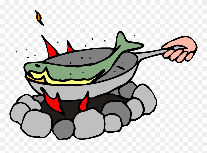 Cooking Fish On A Camping Cooker Vector Graphics - Fry Clipart - Png Download