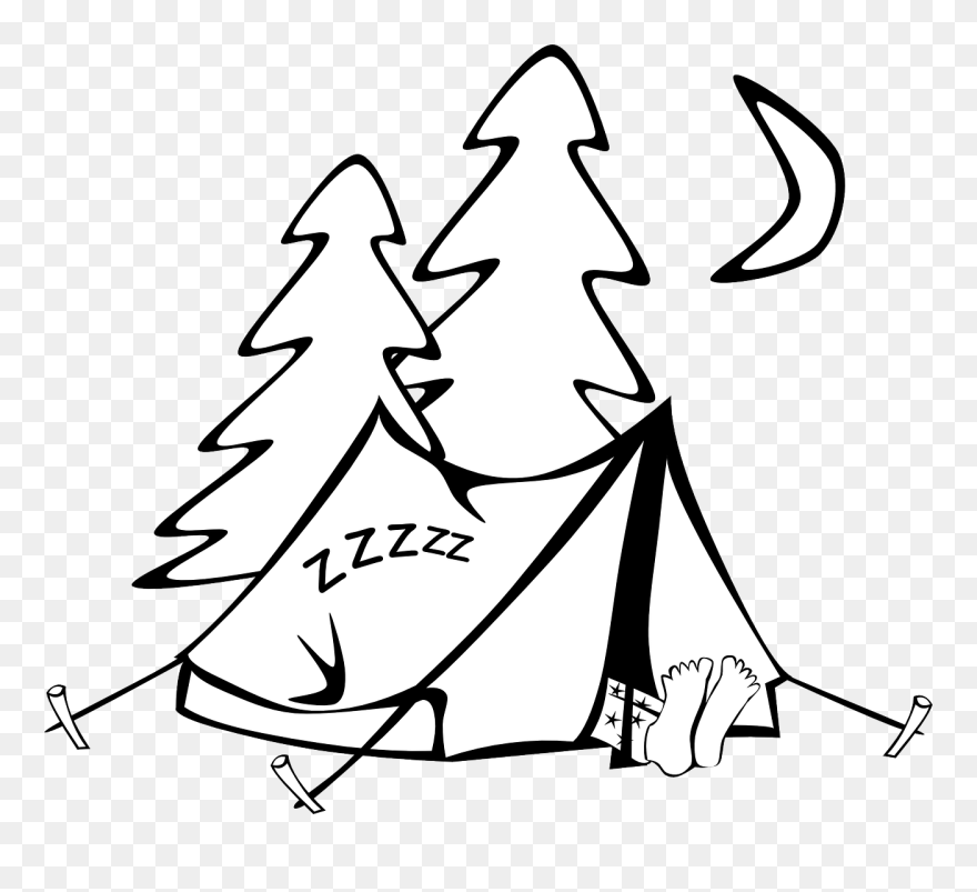 Camping Black And White Clip Art - Png Download