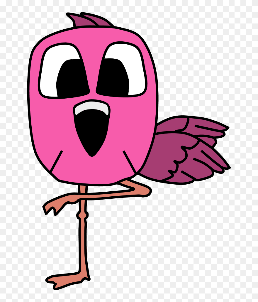 Flamingo, Big Eyes, Cartoon Animal - Cartoon Clipart