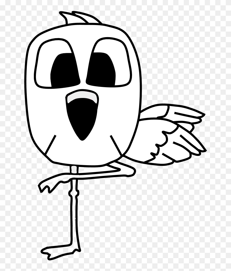 Flamingo, Big Eyes, Black And White, Cartoon Animal - Flamingo Black And White Drawing Free Clipart