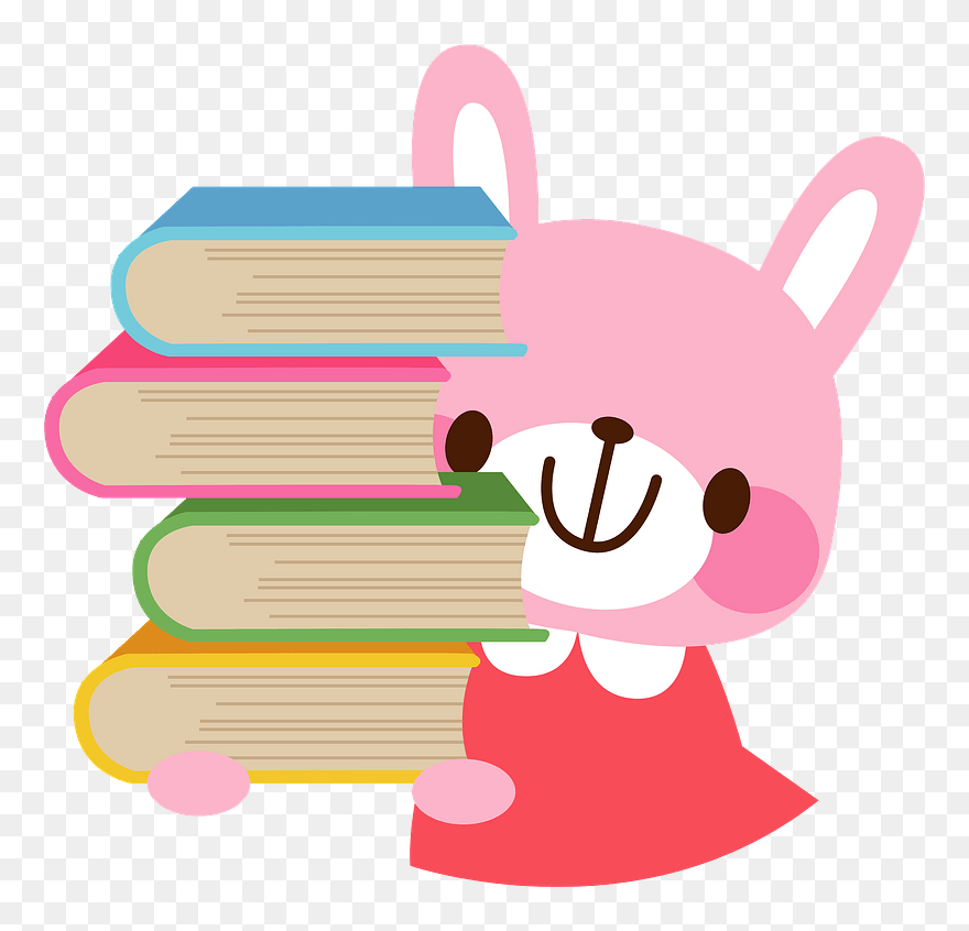 Rabbit With Books Clipart - Cartoon - Png Download