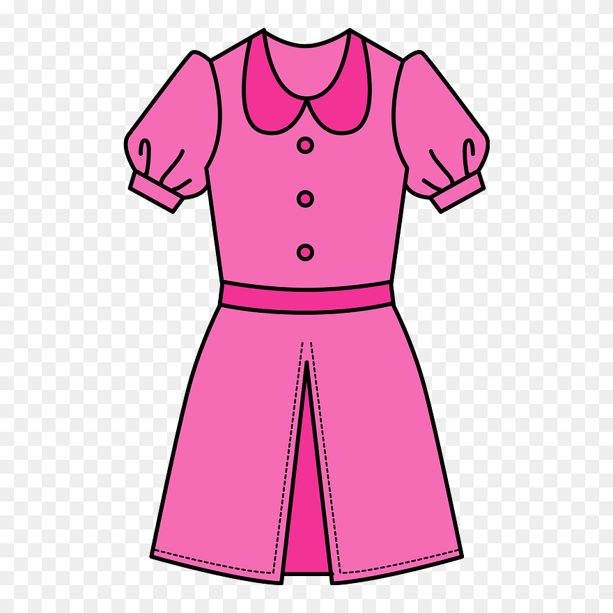 One Piece Dress Clothing Clipart - Pink Dress Clipart - Png Download
