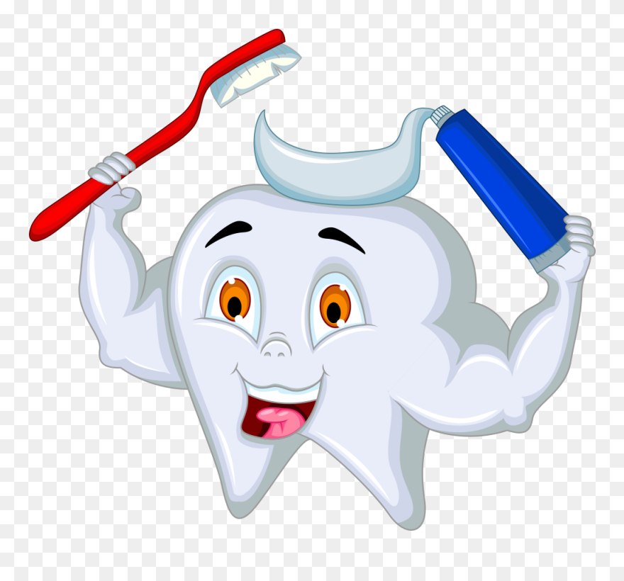 Toothbrush And Toothpaste Drawing - Draw A Tooth Holding A Tooth Brush Clipart