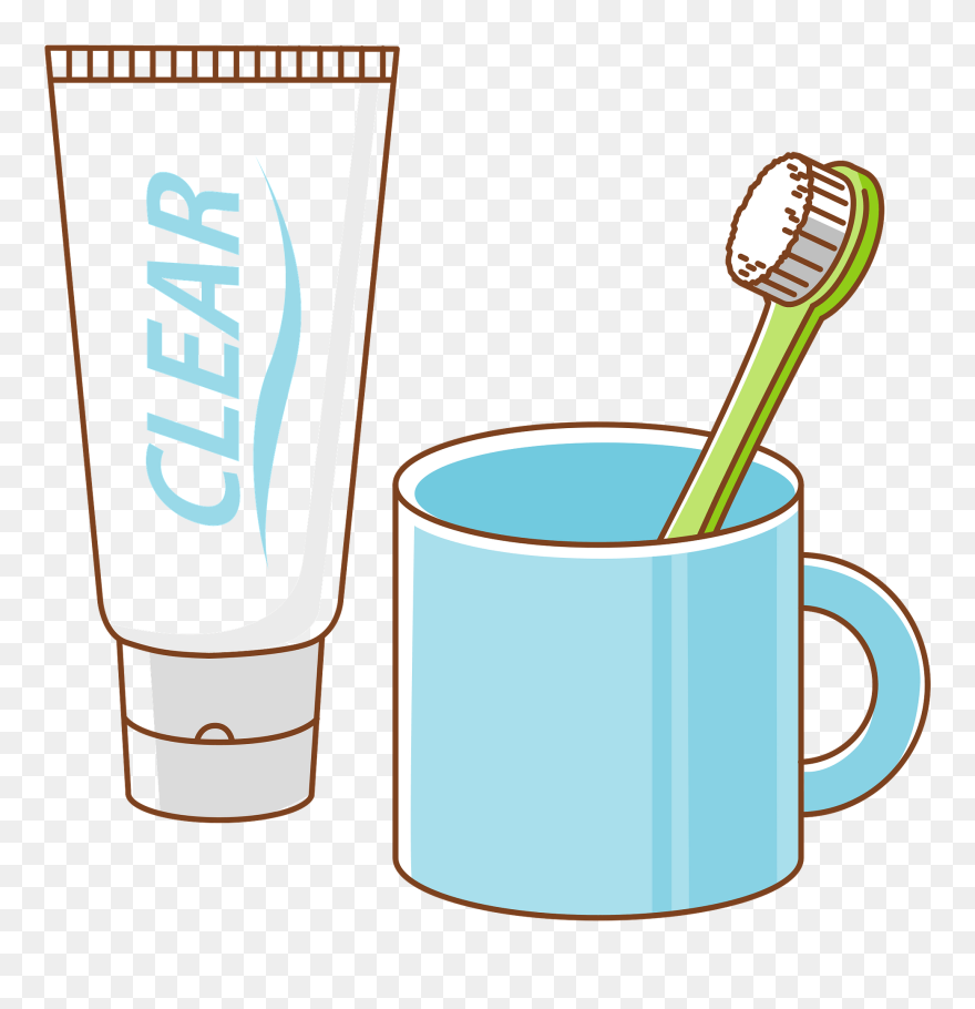 Toothbrush Toothpaste Clipart - コップ 歯ブラシ 歯磨き粉 イラスト - Png Download