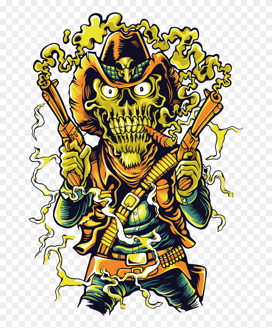 Skull Printmaking Cowboy T-shirt Euclidean Vector Clothing - Cool Custom Iphone 7 Cases Clipart