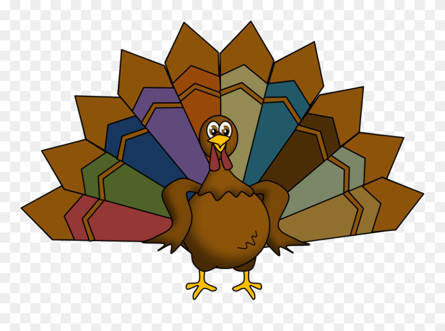 Cute Turkey Clipart - Colorful Carton Turkey Feathers - Png Download