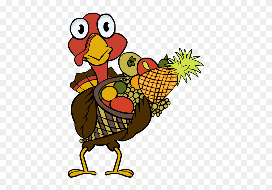 Turkey Clipart Simple - Clipart Thanksgiving Fruit Basket - Png Download