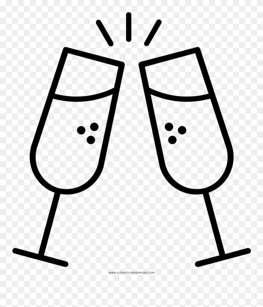 New Years Eve Coloring Page - Champagne Icon Png Clipart