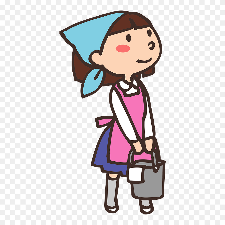 Woman Bucket Clean Clipart - 청소 중 - Png Download