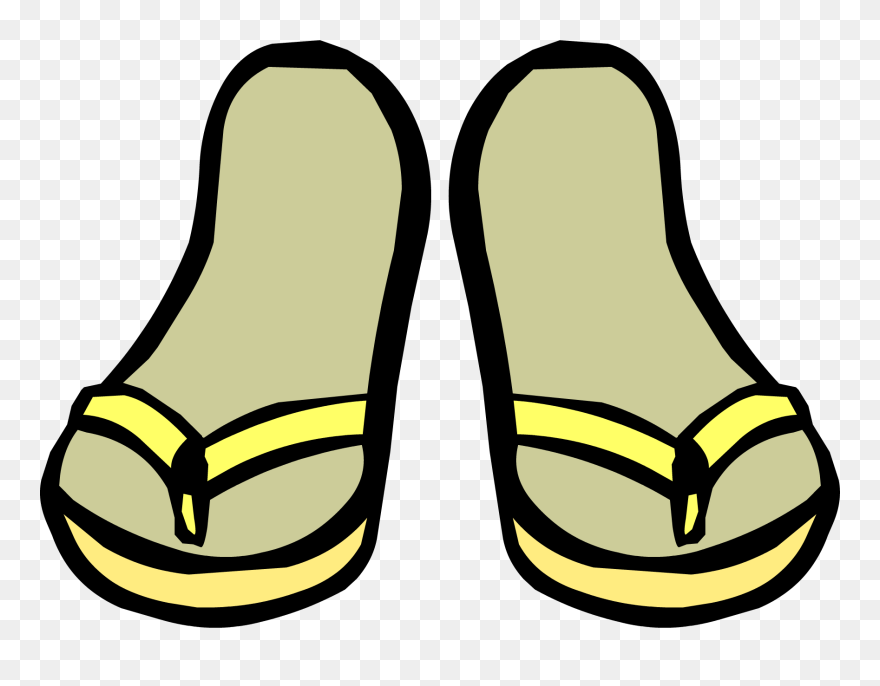 Sandal Clipart Yellow Shoe - Club Penguin Flip Flops - Png Download