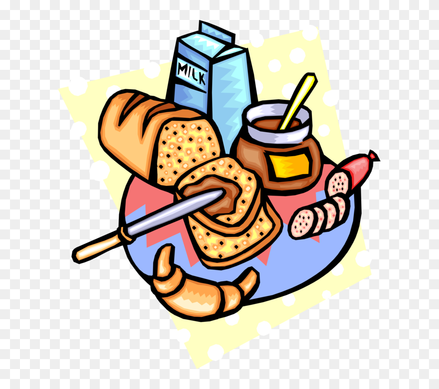 Vector Illustration Of Fresh Baked Loaf Of Bread With - Breakfast Clip Art - Png Download