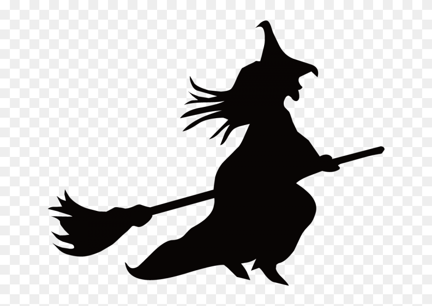 Witchcraft Broom Vector Graphics Image Witch Flying - Black Witch On Broomstick Clipart