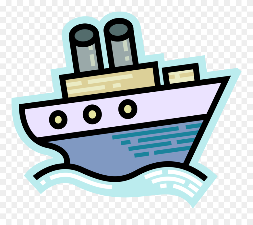 Vector Illustration Of Cruise Ship Or Ocean Liner Passenger - Cruise Ship Clipart