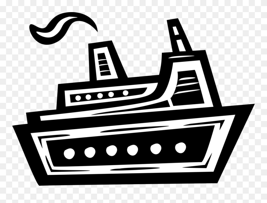 Vector Illustration Of Cruise Ship Or Ocean Liner Passenger Clipart