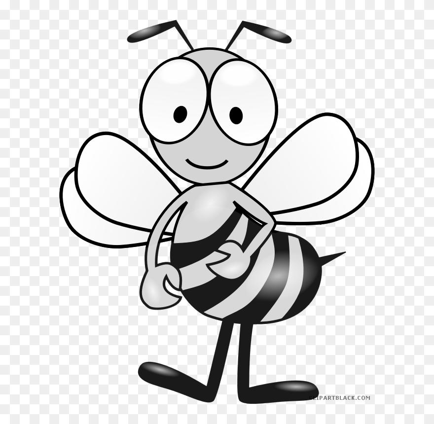 Bumble Bee Animal Free Black White Clipart Images Clipartblack - Cartoon Honey Bee Clipart Black And White - Png Download